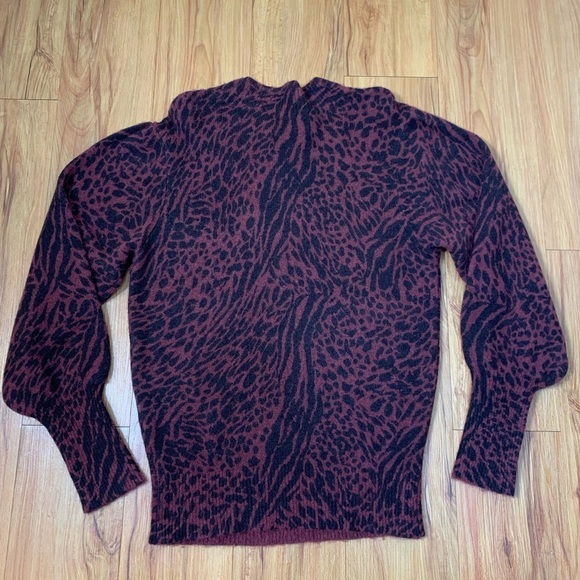 REVOLVE Rails Genevieve Wool Cashmere Burgundy Print Sweater - Picture 7 of 13